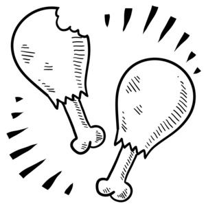 鸡或火鸡鸡腿矢量速写图片