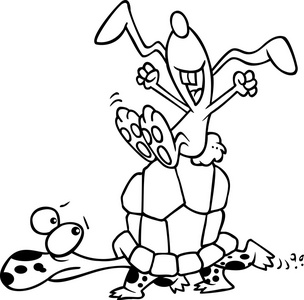 卡通乌龟与兔子