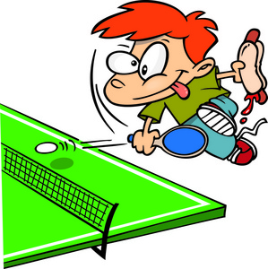 卡通男孩打乒乓球