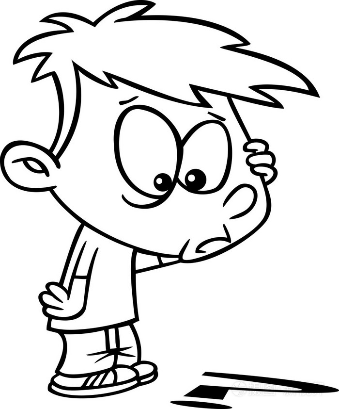 卡通男孩困惑插画-正版商用图片1ah8hn-摄图新视界