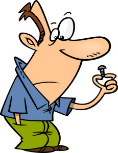 卡通该名男子手持一个螺丝照片