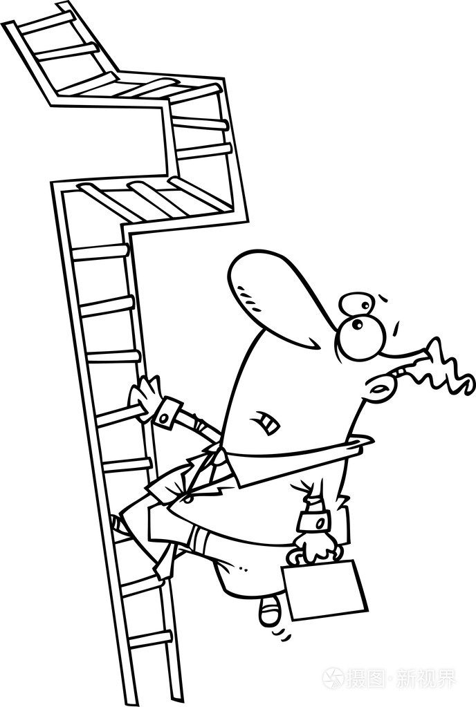 卡通的商人攀爬梯插画-正版商用图片1ahb6v-摄图新视界