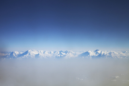 从飞机上喜马拉雅山的美丽景色