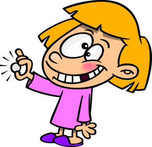 掉发卡通卡通女孩与掉了的牙照片