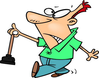 卡通不情愿的水管工照片