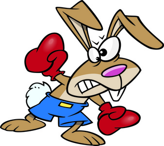 眼曼恩卡通兔子拳击手由罗恩 · 利什曼照片