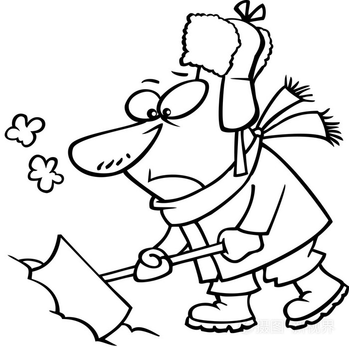 卡通人铲雪插画-正版商用图片1ahj1q-摄图新视界