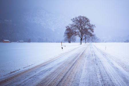 在雪道涵盖冬季风景