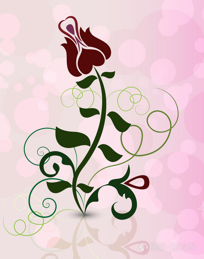 pinky 背景上的抽象玫瑰花卉插画-正版商用图片1ahmtc-摄图新视界