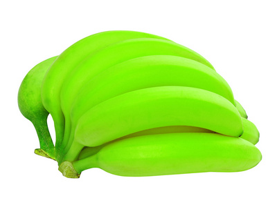 大串孤立在白色背景上的绿色香蕉