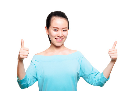 加油欢呼她的手臂在空中加油的幸福亚洲女人照片