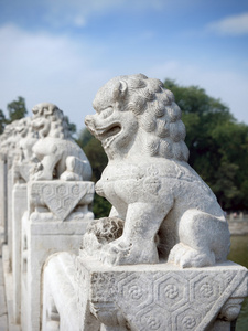 大理石狮子在北京，中国