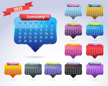 2013 年日历矢量模板