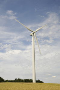 风电机组在谷类食品领域与多云的天空