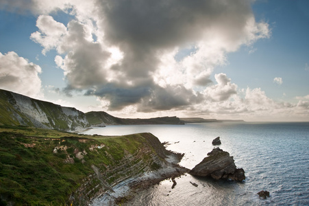 日出海洋景观 mupe 海湾侏罗纪海岸英格兰