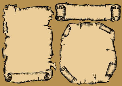 在白色背景查出的水彩手绘的例证旧的纸卷或羊皮纸与钢笔和墨水瓶.