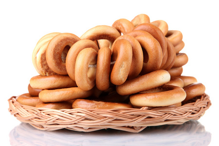 美味的百吉饼,孤立在白色照片