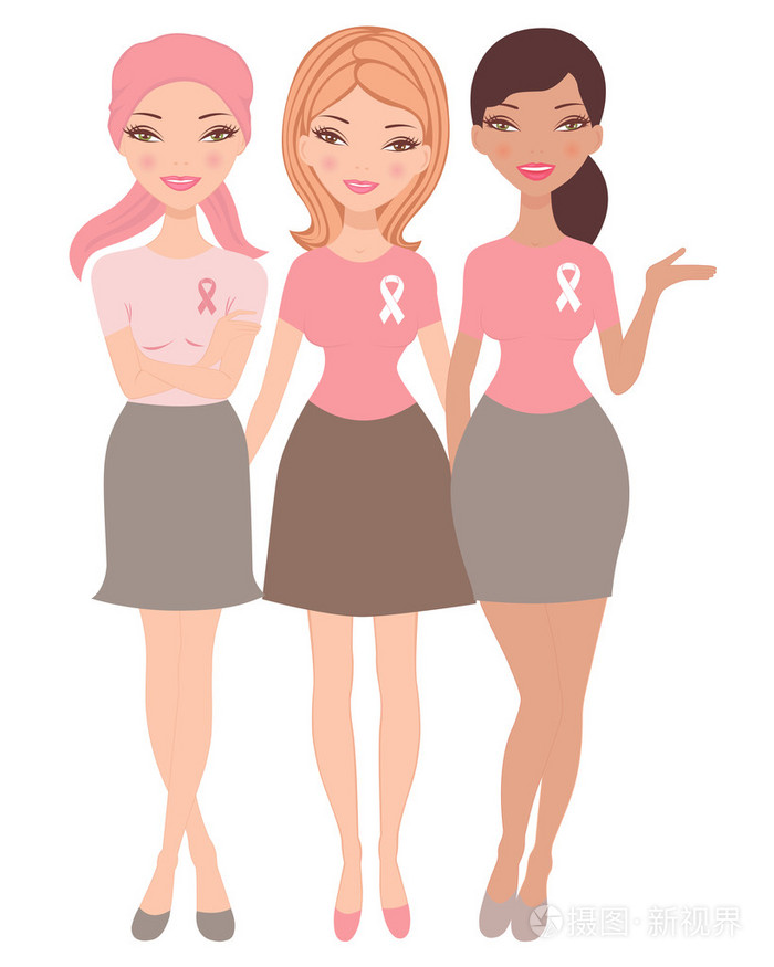 对抗乳癌的妇女插画-正版商用图片1aiaij-摄图新视界