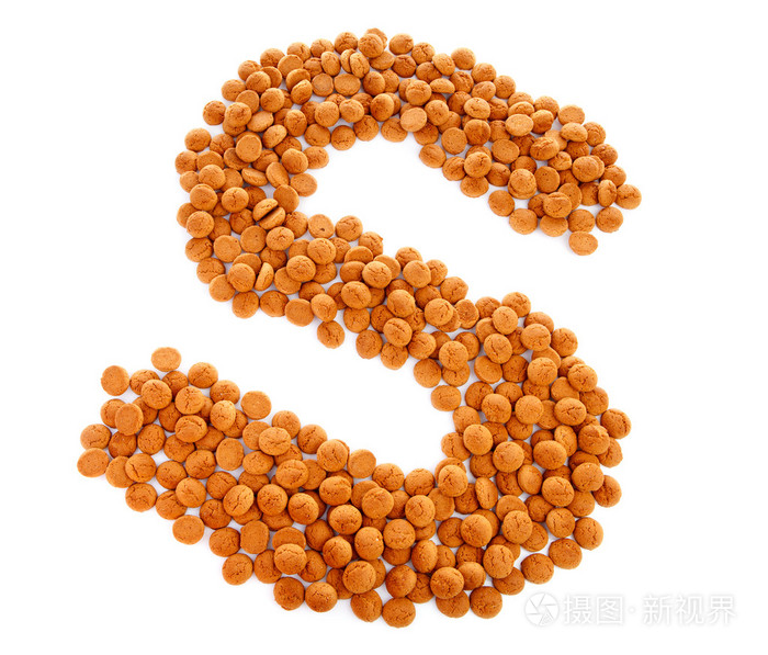 姜螺母pepernoten在字母s的形状