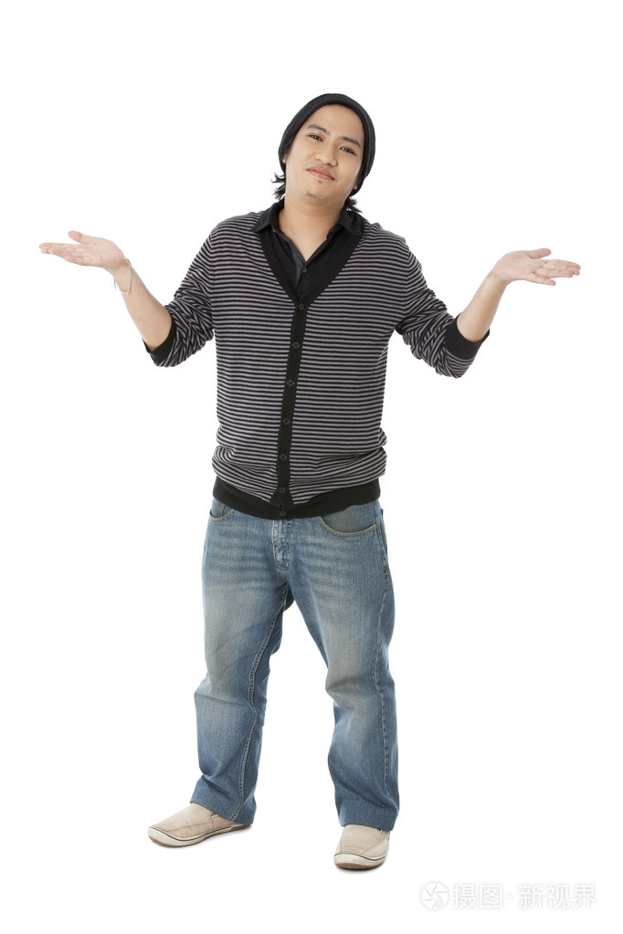 很帅的小伙子使不知道手势