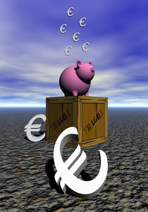 猪粉红色和欧元