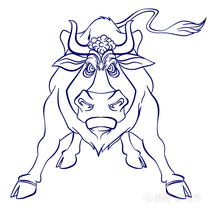 在白色背景上孤立的愤怒的公牛矢量插画-正版商用图片1airui-摄图新