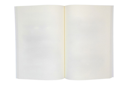 已打开的书与孤立的空白页照片