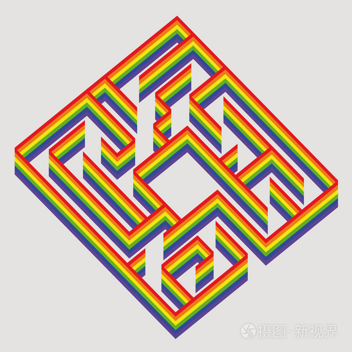 彩虹彩绘的迷宫卡希望概念向量