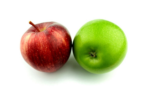 红色和绿色的苹果