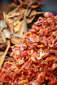 传统香料和干燥水果中在印度当地市集