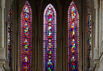 彩色玻璃窗户教会的圣哲曼 lauxerrois，巴黎，法国