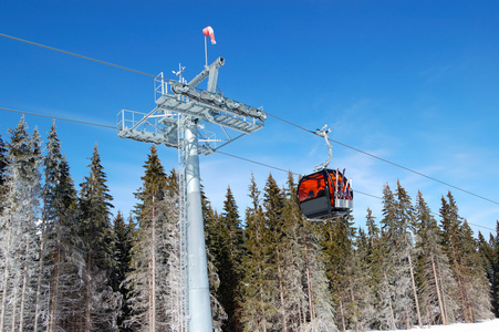 在亚斯纳低上塔特拉山索道客舱滑雪胜地，斯洛伐克