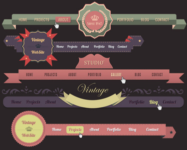 web 元素矢量标头  导航模板集