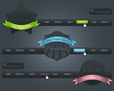 web 元素矢量标头  导航模板集