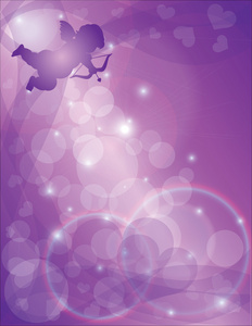 情人节丘比特与紫心背景