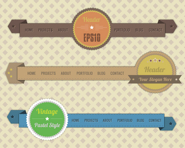 web 元素矢量标头  导航模板集