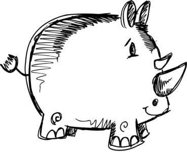 白底犀牛甲虫涂鸦素描手绘非洲王尔德动物.