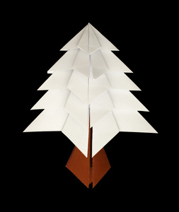 白色圣诞树纸做。折纸长青树