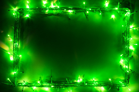 绿色灯圣诞帧