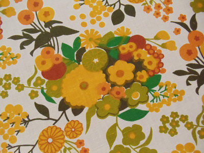 特写。天然亚麻织物用打印无缝抽象花卉图案