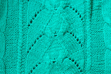 绿色棉针织毛衣细节图片