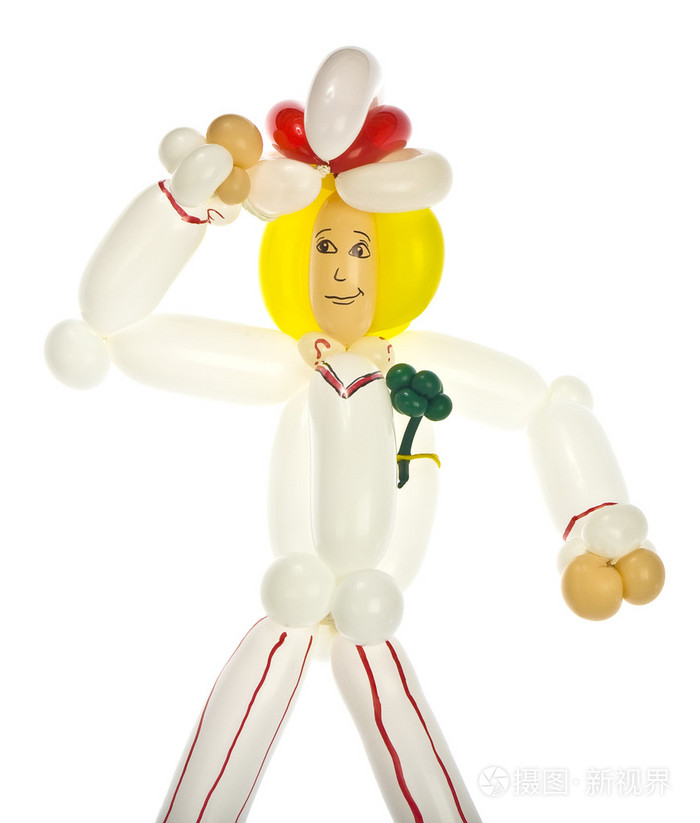 在白色背景上跳舞的气球那个家伙