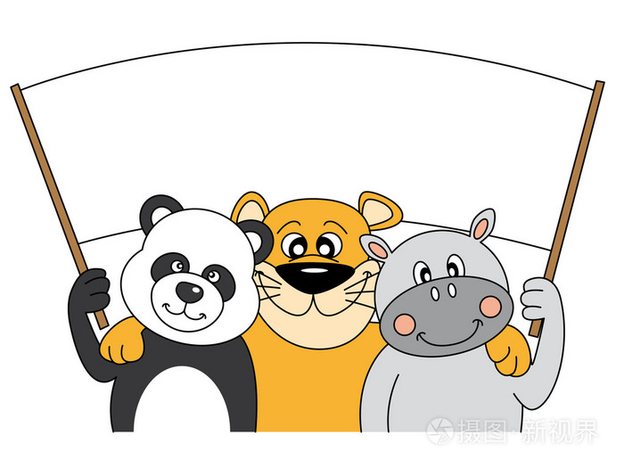 举着空白牌子的动物