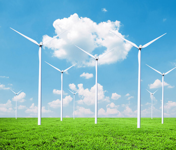 风力涡轮机农场绿色能源概念