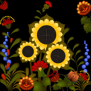 向日葵的传统乌克兰装饰。eps10