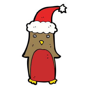 戴着圣诞老人帽子的节日圣诞企鹅