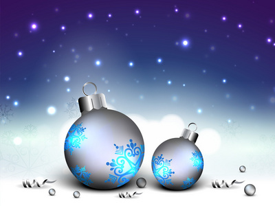 今夜庆祝圣诞快乐美丽装饰闪闪发光圣诞球