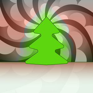 带底纹的圆旋流矢量卡片上的圆形状圣诞树