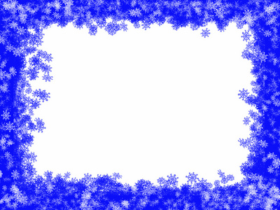 白色与蓝色框架和抽象雪花圣诞背景