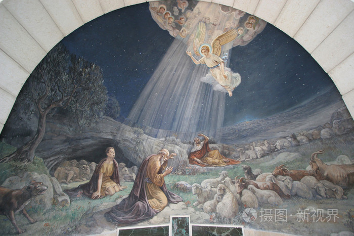 耶和华的使者访问牧羊人和通知他们耶稣的诞生